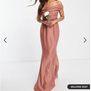 ASOS Bridesmaid/Formal off shoulder maxi dress with corset detail